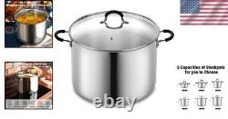 Casserole professionnelle en acier inoxydable de 24 quarts avec poignées restées froides en argent