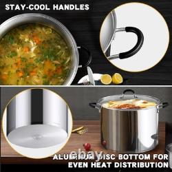 Casserole professionnelle en acier inoxydable de 24 quarts avec poignées restées froides en argent