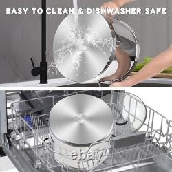 Casserole professionnelle en acier inoxydable de 24 quarts avec poignées restées froides en argent