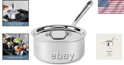 Casserole professionnelle en acier inoxydable de 3 quarts avec couvercle durable fabriquée aux États-Unis