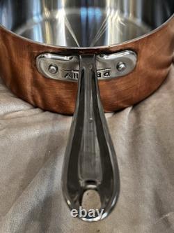 Casserole vintage rare en acier inoxydable et cuivre All-Clad de 3 quarts avec poignée