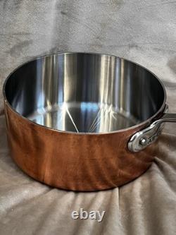 Casserole vintage rare en acier inoxydable et cuivre All-Clad de 3 quarts avec poignée