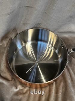 Casserole vintage rare en acier inoxydable et cuivre All-Clad de 3 quarts avec poignée