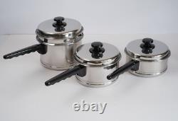 Casseroles en acier inoxydable 18-8 LIFETIME COOKWARE avec couvercles, bain-marie - 7 pièces, état excellent