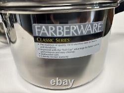 Casseroles en acier inoxydable classique Farberware 6 pièces avec couvercles 1, 2, 3 quarts. Neuf