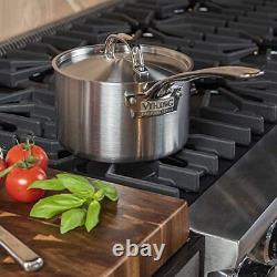 Cassserole en acier inoxydable 5 plis de 3 litres pour professionnel culinaire, avec couvercle