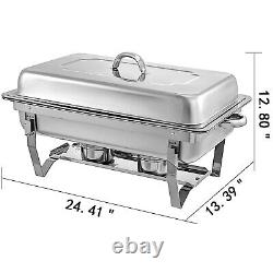Chafer Chafing Dish 4 Packs 8 Quart Acier Inoxydable Rectangulaire + 12 Canettes À Gaz