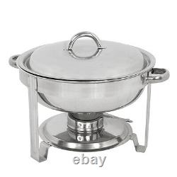 Chafing Dish 5 Litres en Acier Inoxydable Lot de 5 Plateau Rond Buffet Réchaud de Restauration