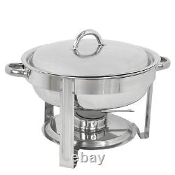 Chafing Dish 5 Litres en Acier Inoxydable Lot de 5 Plateau Rond Buffet Réchaud de Restauration