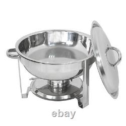 Chafing Dish 5 Litres en Acier Inoxydable Lot de 5 Plateau Rond Buffet Réchaud de Restauration