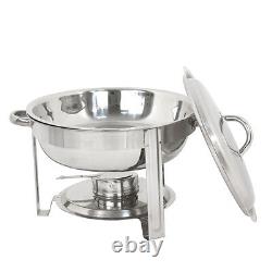 Chafing Dish 5 Litres en Acier Inoxydable Lot de 5 Plateau Rond Buffet Réchaud de Restauration