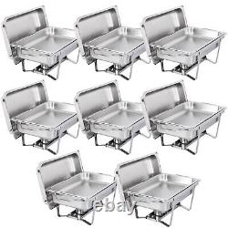 Chafing Dish 8 quart en acier inoxydable rectangulaire Chafer de taille complète Buffet