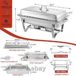Chafing Dishes pour buffet, lot de 4, 9 quarts, chafers en acier inoxydable pour buffet
<br/> 
