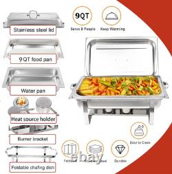 Chafing Dishes pour buffet, lot de 4, 9 quarts, chafers en acier inoxydable pour buffet  <br/> 
	