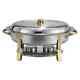 Chafing Dish Oval En Acier Inoxydable 6 Quart Avec Accents Dorés Winware