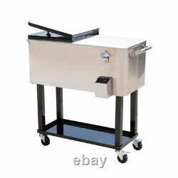 Chariot réfrigérant mobile de rangement en acier inoxydable de 80 quarts