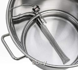 Chaudière de brassage en acier inoxydable de 40 litres avec thermomètre précis et couvercle siffleur