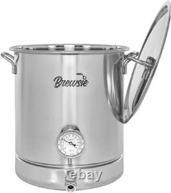 Chaudière de brassage en acier inoxydable de 40 litres avec thermomètre précis et couvercle siffleur