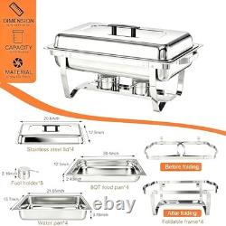 Chauffe-plats pour buffet, lot de 4 réchauds de 9 quarts en acier inoxydable