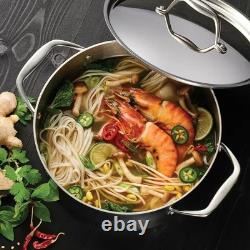 Cocotte en fonte tri-couche en acier inoxydable de 5 quarts avec couvercle