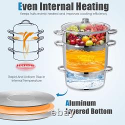 Cuiseur vapeur / extracteur de jus de fruits et légumes en acier inoxydable de 10,4 litres
