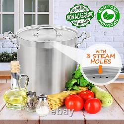 Cuisinière En Acier Inoxydable Stock Pot 24 Quart, Pot À Induction Lourde, Soupe Po