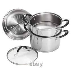 Cuit-vapeur en acier inoxydable de 3 quarts et double casserole, 4 pièces