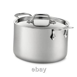 D5 Casserole en Acier Inoxydable Brossé à 5 Couches de 4 Quarts, Compatible Induction et Securisée pour le Gril au Four