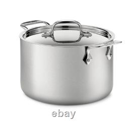D5 Casserole en Acier Inoxydable Brossé à 5 Couches de 4 Quarts, Compatible Induction et Securisée pour le Gril au Four