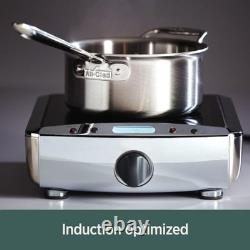 D5 Casserole en Acier Inoxydable Brossé à 5 Couches de 4 Quarts, Compatible Induction et Securisée pour le Gril au Four