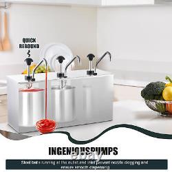 Distributeur de sauce avec pompe à condiments en acier inoxydable de 11 quarts, argent, États-Unis