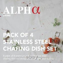 Ensemble Élégant de 4 Récipients Chafing en Acier Inoxydable de 8 Quartes Garde les Aliments Chauds et Prêts