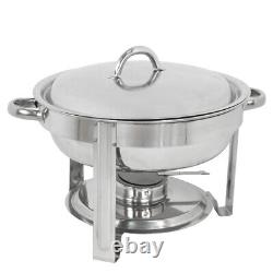 Ensemble de 4 Chafing Dish Rond 5 Quart Plateau en Acier Inoxydable Buffet Traiteur