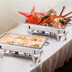 Ensemble de 4 plateaux de buffet en acier inoxydable de 9,5 litres pour réchaud de buffet, couleur argentée