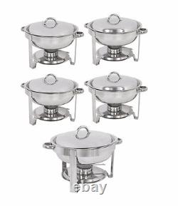 Ensemble de 5 plats de service ronds, chafing dish 5-QT, en acier inoxydable de 5 quart
