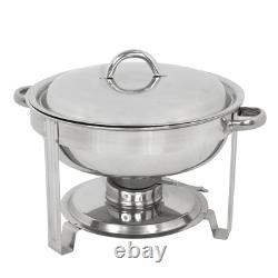Ensemble de 5 plats de service ronds, chafing dish 5-QT, en acier inoxydable de 5 quart