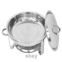 Ensemble de 5 plats de service ronds, chafing dish 5-QT, en acier inoxydable de 5 quart
