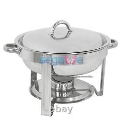 Ensemble de 6 chafing dish buffet ronds avec couvercle et réchaud en acier inoxydable de 5 litres