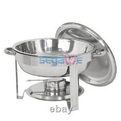 Ensemble de 6 chafing dish buffet ronds avec couvercle et réchaud en acier inoxydable de 5 litres