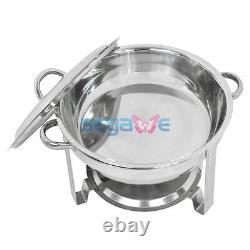 Ensemble de 6 chafing dish buffet ronds avec couvercle et réchaud en acier inoxydable de 5 litres