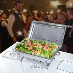 Ensemble de Chafing Dish en Acier Inoxydable avec Plat Alimentaire de 8 Quarts Kit Argent