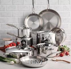 Ensemble de batterie de cuisine Tramontina Tri-Ply Clad 14 pièces en acier inoxydable 18/10 prêt pour l'induction