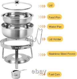 Ensemble de buffet chauffant en acier inoxydable Premium 6 pièces 4 litres avec couvercle en verre