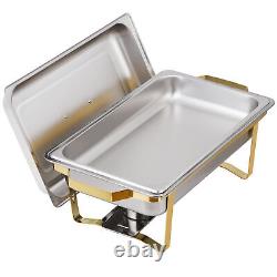 Ensemble de buffet de 4 plats chafing en acier inoxydable de 8QT dorés et argentés