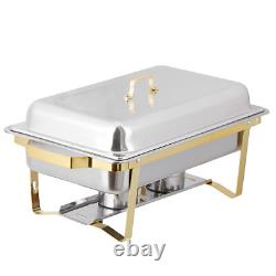 Ensemble de buffet de 4 plats chafing en acier inoxydable de 8QT dorés et argentés