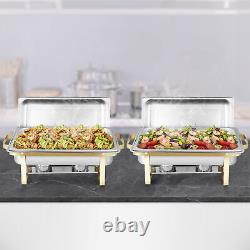 Ensemble de buffet de 8 plats chauffants en acier inoxydable de 8 litres, ensemble or et argent