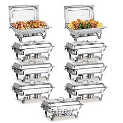 Ensemble de buffet en acier inoxydable de 8 quarts, kit de plat de service avec grande plaque.