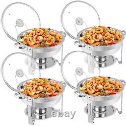 Ensemble de buffet et réchauds en acier inoxydable de 5 litres avec couvercle en verre - 4 packs