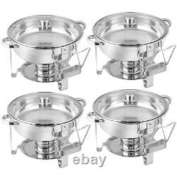 Ensemble de buffet et réchauds en acier inoxydable de 5 litres avec couvercle en verre - 4 packs