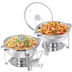 Ensemble de buffet et réchauds en acier inoxydable de 5 litres avec couvercle en verre - 4 packs